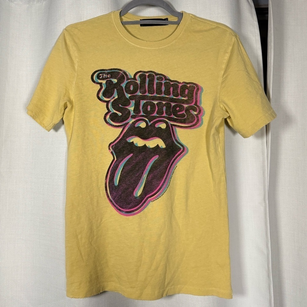 Junk Food Clothing Unisex Yellow The Rolling Stones Graphic Vintage Tee XS - Picture 2 of 7